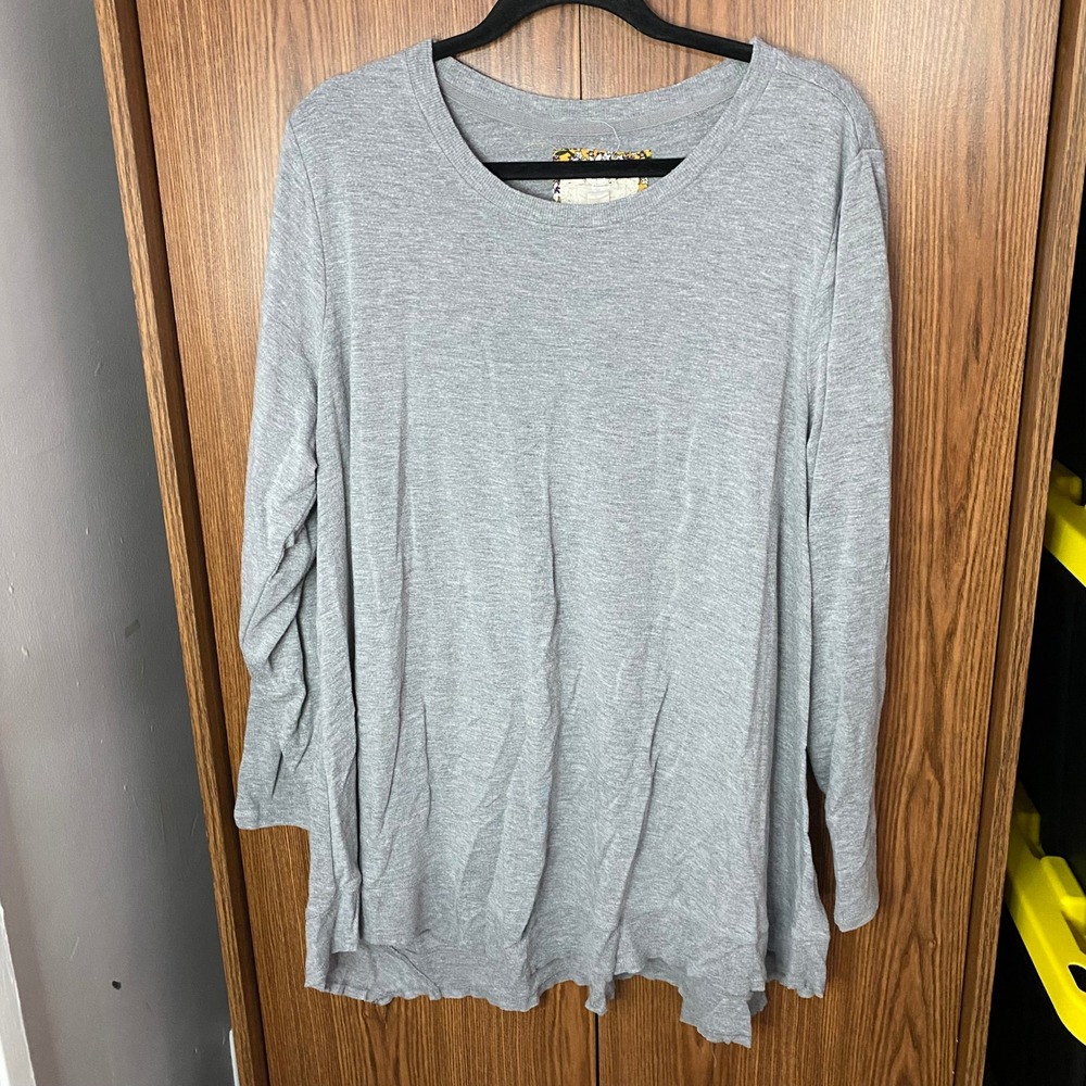 Cupio Tunic Top Women 2X Grey Long Sleeve Crew Neck Relaxed Fit